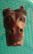 PIPE ANCIENNE TETE DE CHEVAL SCULPTEE YEUX EN VERRE  Argentan Fourneau 