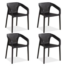 Chaise de jardin Extérieur 4 Chaises terrasse Noir Fauteuil Balcon Homestyle4u