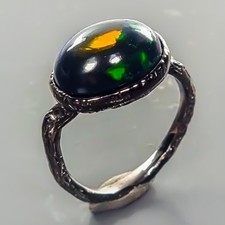 Bague opale noire naturelle