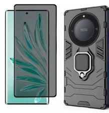 Coque Anneau + Verre Trempé Anti Espion pour Honor Magic 7 Lite / Magic 6 Lite