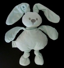 C. DOUDOU SEMI PLAT NATTOU LAPIN LAPIDOU BLEU VERT NEZ GRIS 34cm  ETAT NEUF *