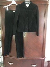 AMI Black Suede Leather Pant