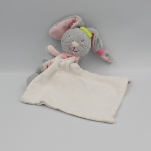 Doudou lapin gris rose - , blanc