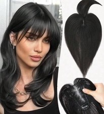 Postiche Femme Toppers Cheveux Humains Noir Extension Naturelle A Clips