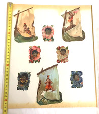 8 Anciens découpis chromos Thème bébés ethnique exotique XIXème Victorian scrap