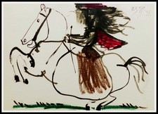 Pablo PICASSO : Toros y Toreros la cavalière III, lithographie 1961