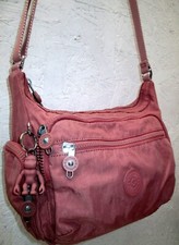 Kipling  Sac à main bandoulière + portefeuille toile vieux rose  vintage 