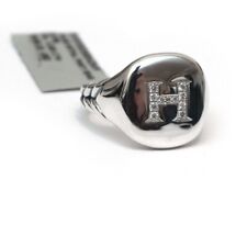 Bague Pave Initiale H Rose En