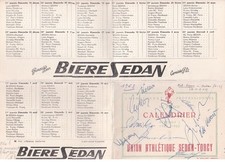 SEDAN: bière sedan, autographe, football, calendrier division 1 1962-1963, uni
