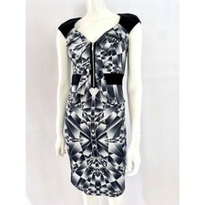 Robe moulante Karen Millen : imprimé géométrique zippé devant midi, UK10