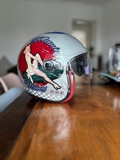 Casque Jet Vintage Pin Up 8 BM Premier Vintage Argent Moto Scooter Taille L