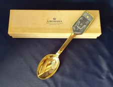 Michelsen 1973 - Cuillère de Noel en Argent Massif Vermeil & Émaillée - Spoon  