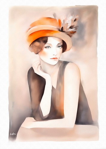 Portrait féminin art déco - féminin,