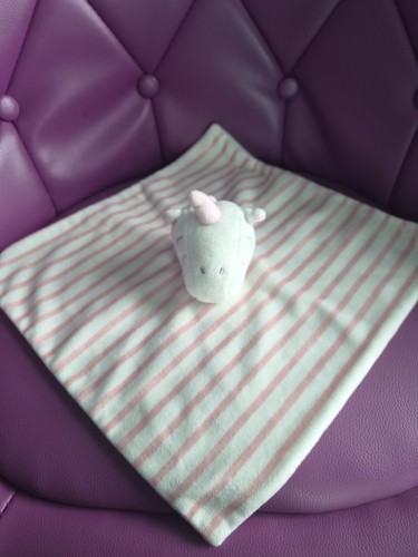 Doudou plat licorne - plat, rayé