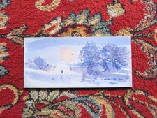 AQUARELLE Gaston SEBIRE(1920-2001)CARTE DE VOEUX-PAYSAGE ENNEIGÉ 