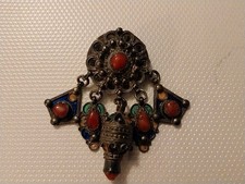 BIJOU BERBERE KABYLE KABYLIE DEBUT XXeS BROCHE FIBULE ARGENT EMAIL ETC 30 Grs