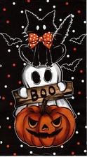 Serviettes en papier chat Halloween fantôme. Paper napkins cat Halloween ghost