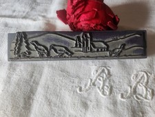 Tampon ancien frise idéale broderie paysage oiseau collection 16  cm  n°44-2