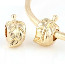 QTY 3- Gold Leaf Charm Bead