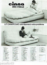PUBLICITE ADVERTISING 115  1978  CINNA  lit canapé GAO