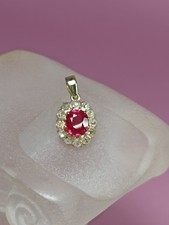 Pendentif Ancien Rubis 1.20cts Entourage Diamant Taille Rose