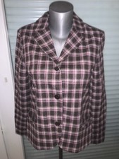 Blazer Femme Bensimon Carreaux Violet Marron Rose Vintage Chic Taille 38 Élégant