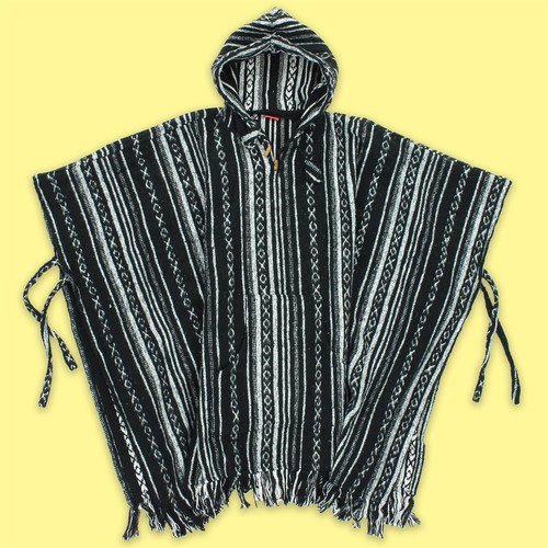Poncho capuche coton tissé - poncho, à