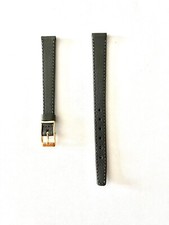 BRACELET MONTRE CUIR VERITABLE 10 MM GRIS DOUBLE BOUCLE DOREE