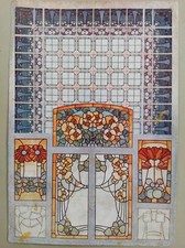 ART NOUVEAU VITRAIL GRAVURE