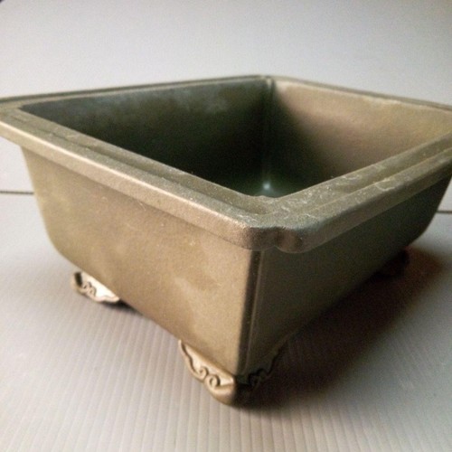 Ancien poterie carré bonsaï - carré,