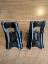 Paire de cales pieds vélo vintage noir CHRISTOPHE  avec sangles