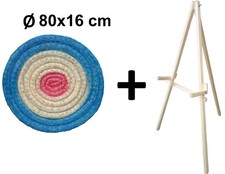 Cible de tir à l'arc de paille Ø 80 x 16 cm peint + Stand