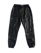 Pantalon cargo en cuir noir à zip GIVENCHY  Taille 40 (Size 48)  NEUF