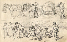 Charrue, cheval, croquis de