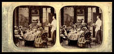 Majordome servant le dîner, ca.1870, stéréo jour/nuit (French Tissue) Tirage vin