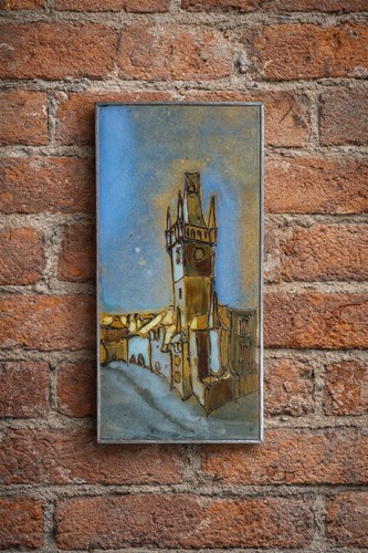 Tableau émaux vintage signé