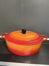 Le Creuset Grande Cocotte EN Fonte OVALE Vintage  ORANGE ROUGE bi Color