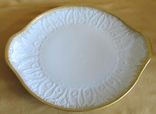 Plat à gâteaux tarte porcelaine blanche Haviland Limoges  relief bordure or