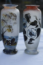 Vases anciens peint peinture paire lot de 2     23,5 cm