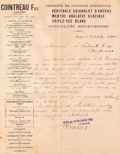 Angers lettre cointreau fils - lettre,