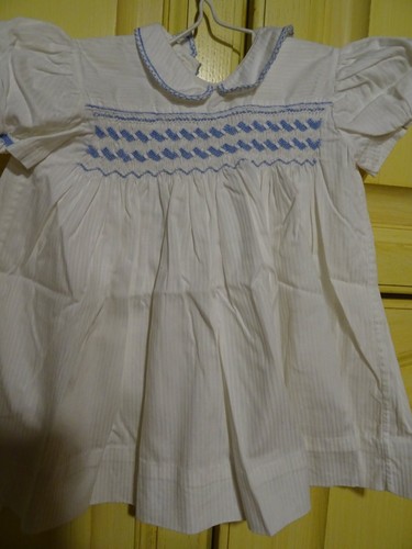 Blanc bleu smocks ancienne - blanc/bleu,