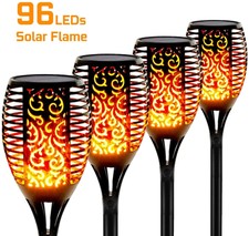 96 LED Solar Flame Light Jardin Cour Lampe de Pelouse IP65 Étanche Pelouse