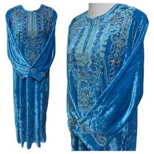 Marocain Femme Velours Bleu