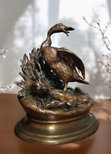 Canard Et Canetons En Bronze
