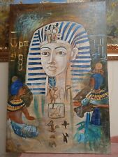 Carré Toutankhamon Egypte Pharaon Peinture Huile sur Toile 60x90 CM Avec Cadre