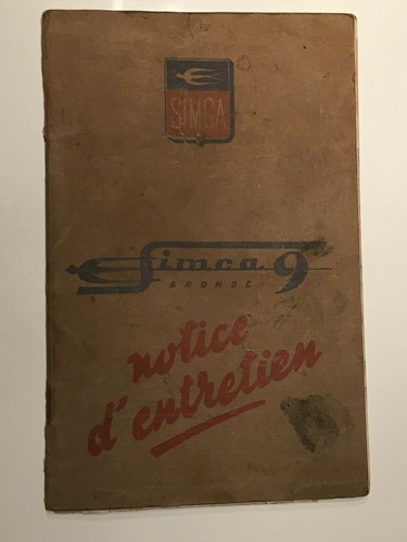 Simca notice entretien - 9, d'entretien