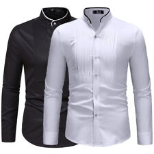 Chemise Pour Homme Tops Blouse Volant Plissé Avant Slim Prom Ball Party Mariage