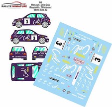 DECALS 1/32 REF 0060 RENAULT CLIO RAGNOTTI BOUCLES DE SPA 1992 RALLYE RALLY