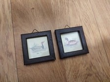 ?? Paire de Mini cadre miniature Décor De CANARD objet vitrine ??