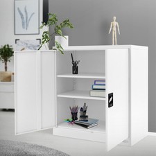 Armoire de classement 90x40x90 cm à 2 étagères réglables en hauteur acier blanc